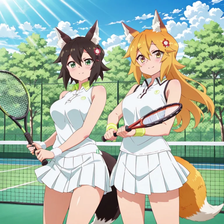Senkosan, Long Blonde Hair, Fox Ears, Tail, Green Eyes, Whit...