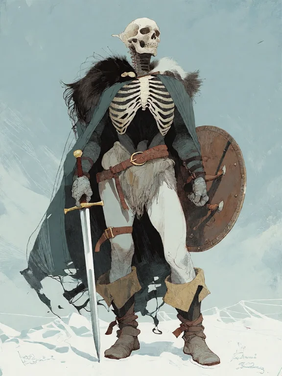 Bradhamel Art Style. A Towering Skeletal Warrior Stands In A...
