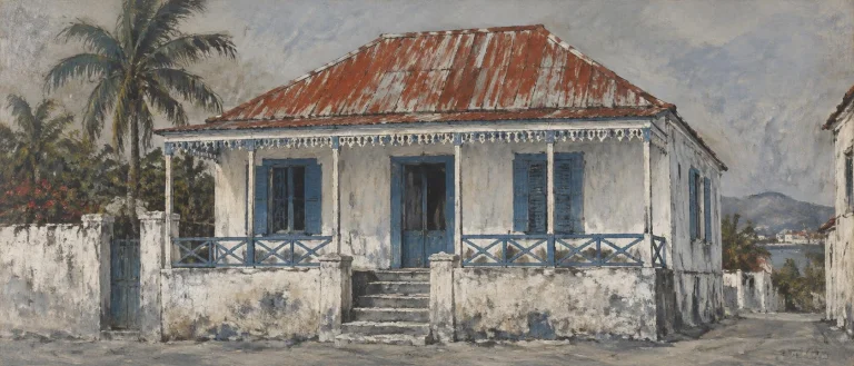 Utrillo Style Painted Elevation Of An Antillean Bohio Or Car...