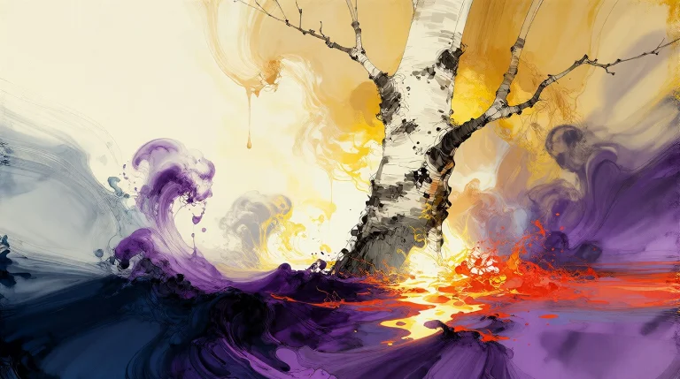 Surrealistic Fluidity Dreamscape Featuring A Suminagashi Tec...