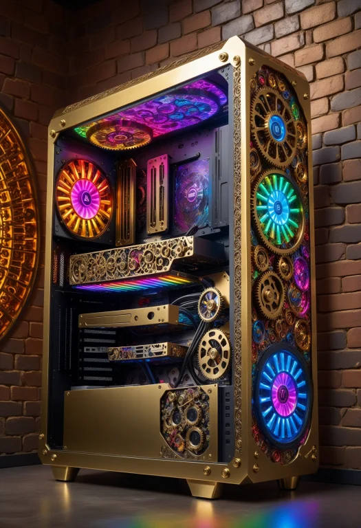 Wide Angle Portrait Of An Gaming Pc With The Side Door Open....