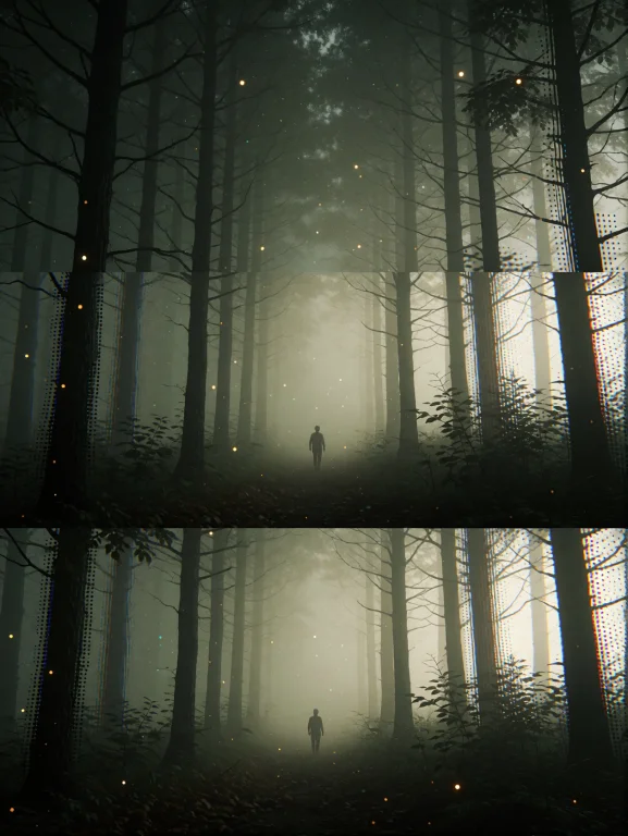 A Dense Forest Divided Horizontally Into Several Slightly Mi...