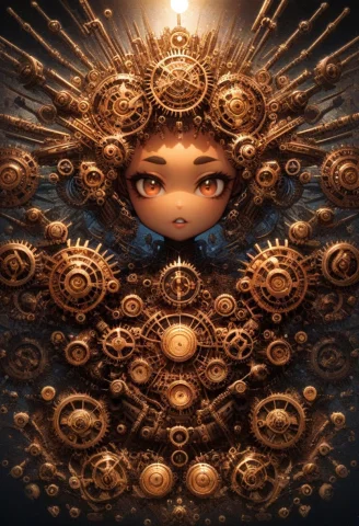 1girl, Gigibymrjohn, Gigicartoon, ,female Automaton, Dark Sk... — SDXL AI Prompt: 1girl, Gigi_ByMrJohn, gigi_cartoon, ,female automaton, dark skin, deep brown ski...