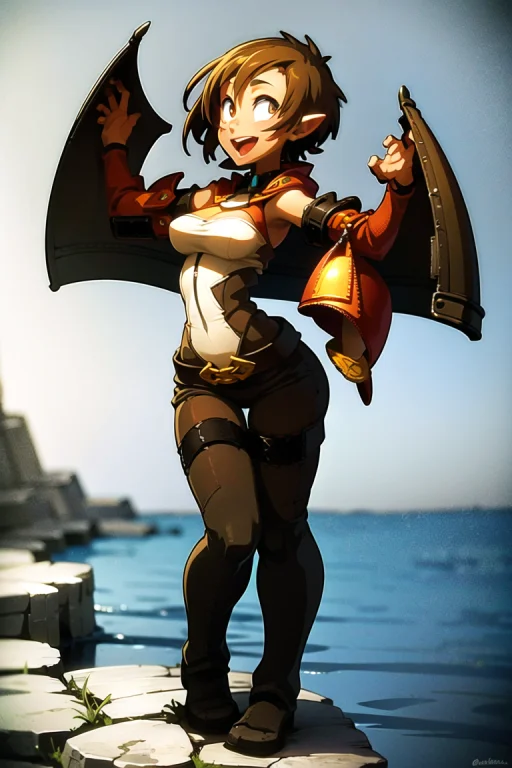 1girl, Mature, Brown Hair, Pale Skin, Violet Armor, Ankama L...