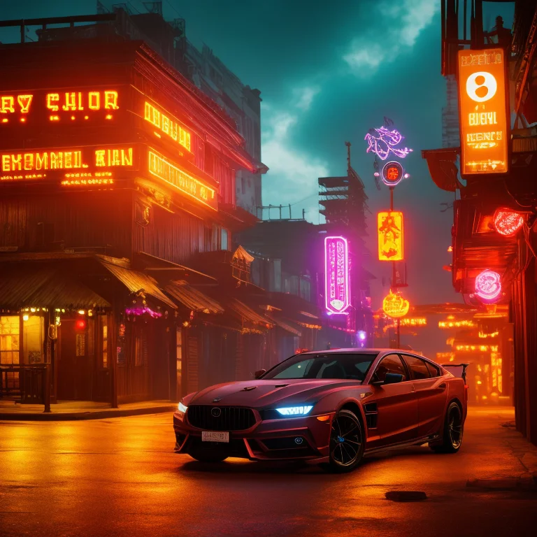 Dark And Gloomy 8k Photo, Cyberpunk Saloon, Action Shot, Sun...