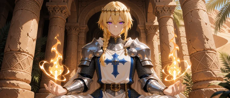 An Adult Knight With Golden Blonde Hair Crowned With A Thin...