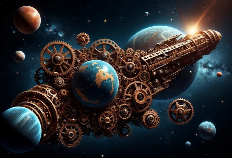 Lazypos, Outer Space Planets Made Of Gears, Stars, Comet, Ci...