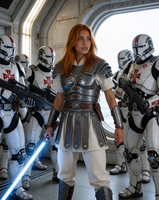 A Tall Slim, Young 20yo Italian Female Warrior, Ginger Carro...