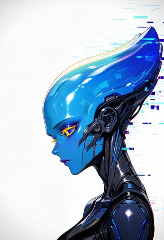 White Background Glitch Alien