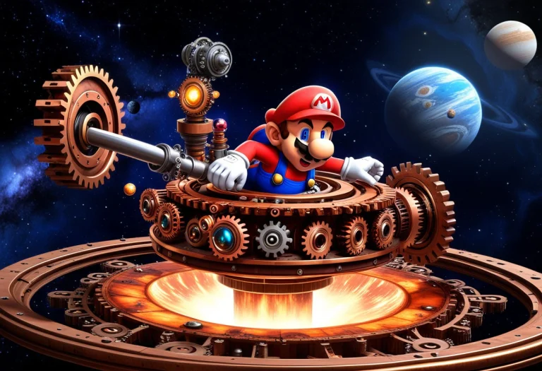 Space Plumber Mario An Epic Gearstyle Scene Featuring A Mech...