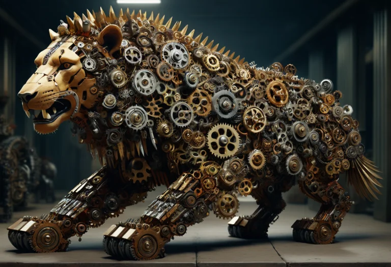 Made Of Gears, The King Of The Animals Reduced To A Profit M...