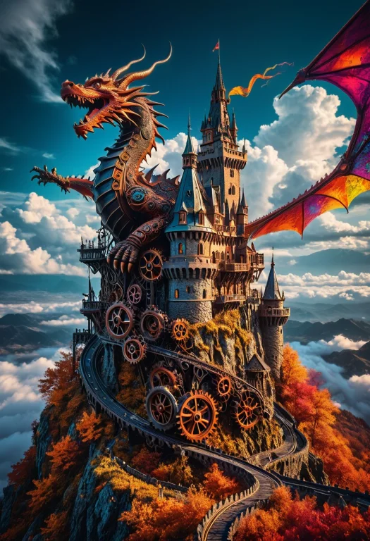 Masterpiece, Best Quality, Absurdres, Gear-infused Landscape...