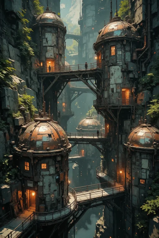 Nature, A Detailed Sci-fi Concept Art Of A Dense Industrial...
