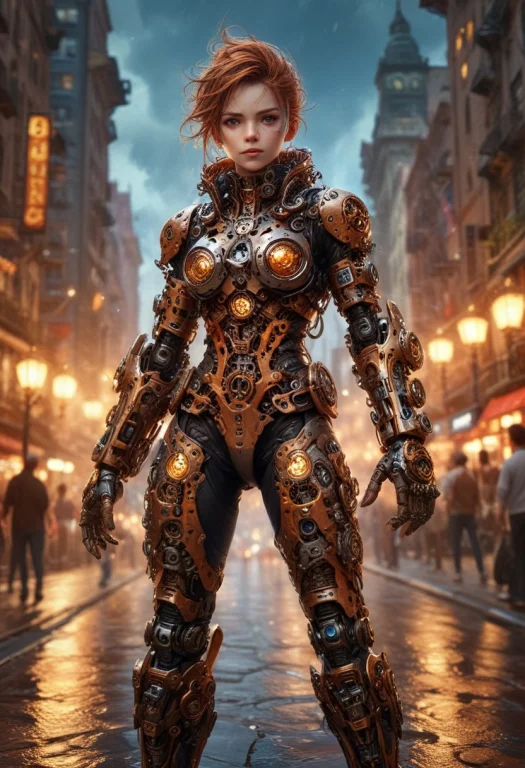 Create A Steampunk Girl Zipping Through The Air On A Mechani...