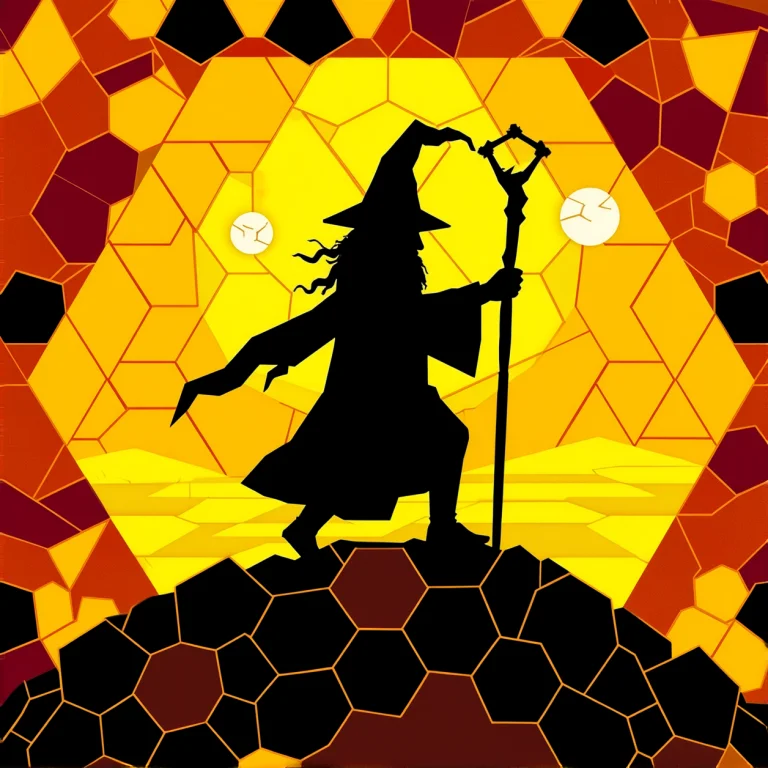 Art Made Of Geometric Shapes. A Wizard On A Hilltop. Geometr...