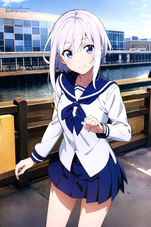 Masterpiece, Best Quality, 1girl, Tri Tails, White Hair, Sch...