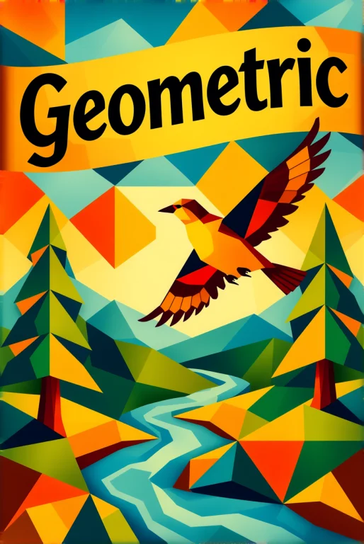 Art Made Of Geometric Shapes. A Colorful Geometric Landscape...