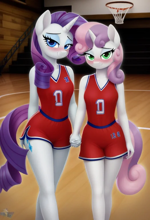 Hoovesart, Lidded Eyes, Mlp, G4, Duo, Rarity, Wearing A Red...