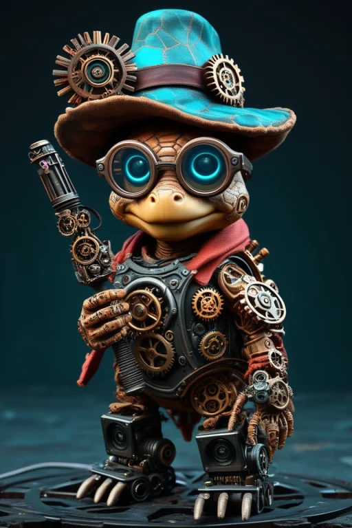 A Magical Turtle With A Magic Wand Casting Speels. Fantasy T...