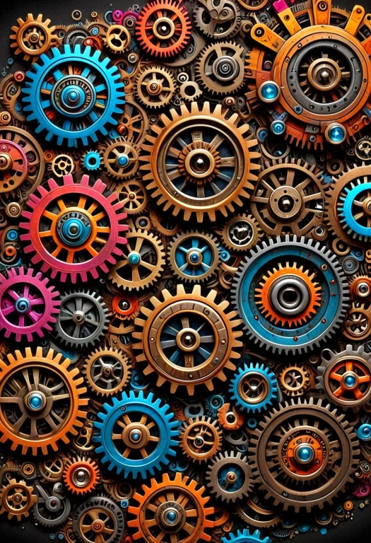Wallpaper Style, Abstract, Colorful, World In Gears