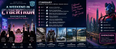 Bachelorette Party Fliersflyers Themed After A Weekend In Cy... — Stable Diffusion AI Prompt: Bachelorette party fliers|flyers themed after "A Weekend in Cybertron" in Shenzh...
