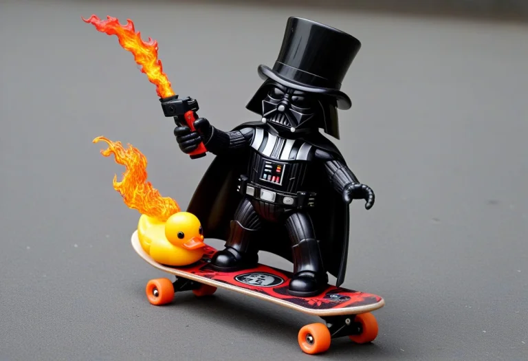 A Darth Vader Blackberry Morph On A Skateboard In A Top Hat...