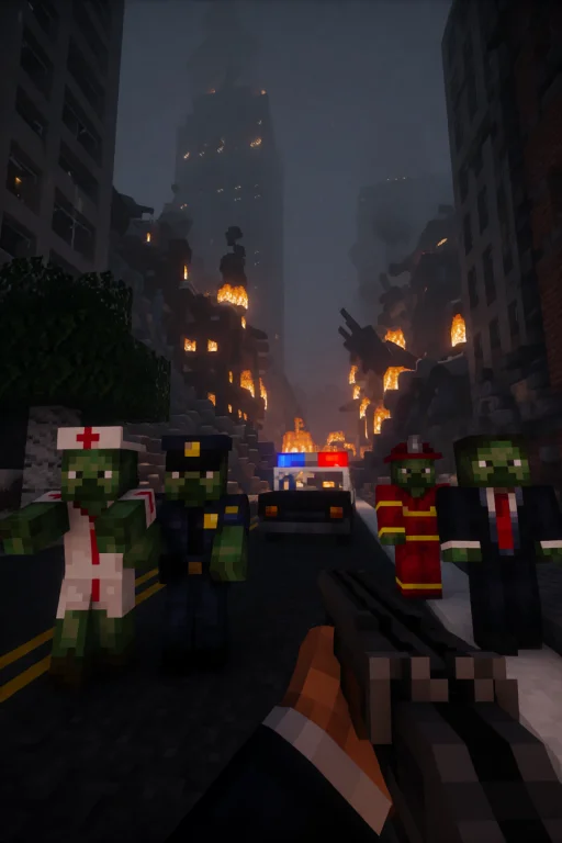 A Zombie Nurse, Zombie Police Officer, Zombie Fireman, And Z...