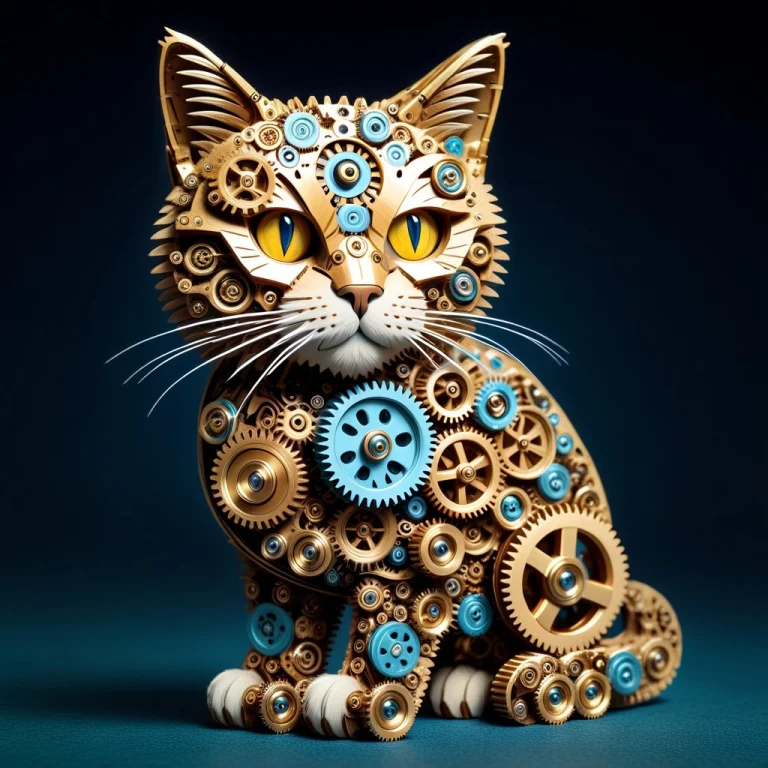 Made Of Gears Cat Masterpiece, Best Quality, Detailed, Fanta...