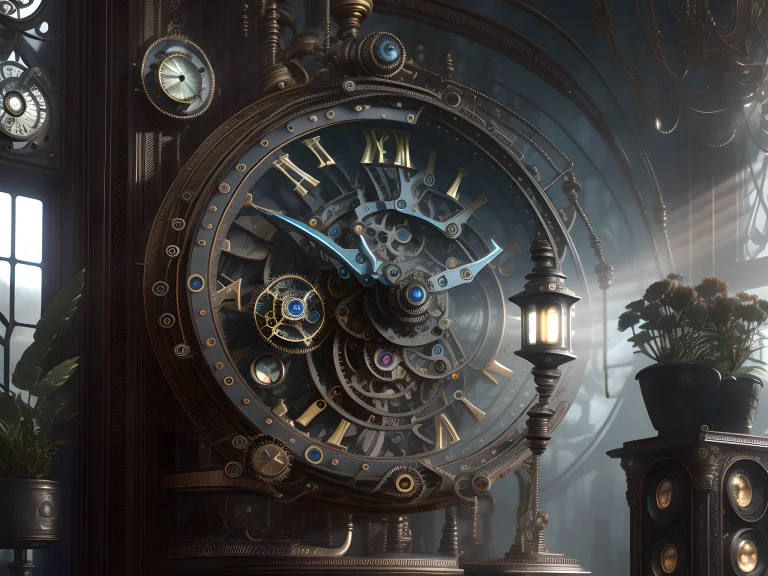 Midjourney Style, Dreamlike, Steampunk Room Interior, Vintag...
