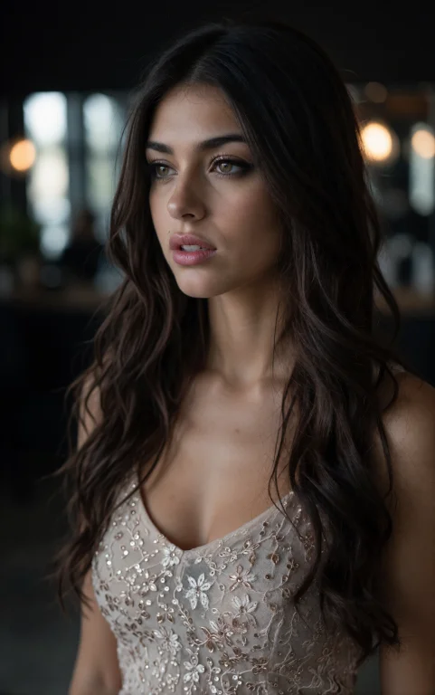 Fashion Moda Portrait Of A Young Woman. She Is Standing In A...