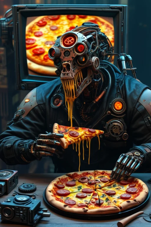 Dino Watching Tv And Eating Pizza.. . Gears, Made Of Gears,...