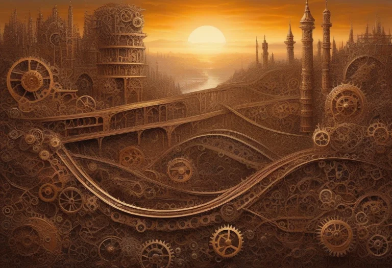 Gearstyle, Wide Intricate Mesmerizing Cityscape Built Entire...