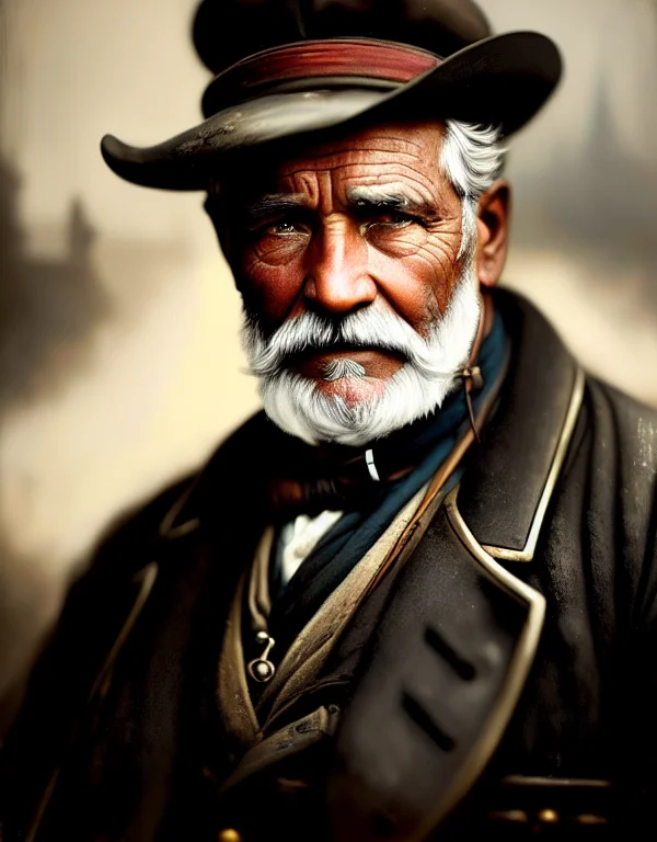 A Portrait Of An Old Coal Miner In 19th Century, Beautiful P...