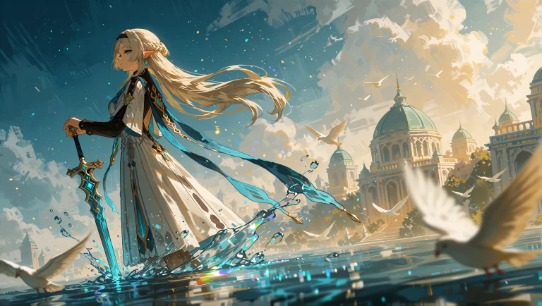In The Luminous High-key Anime Key-visual Illustration Style...
