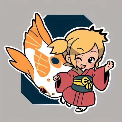 Koi Carp, Waven, Emoji, Simple Background, Outline, Dynamic...