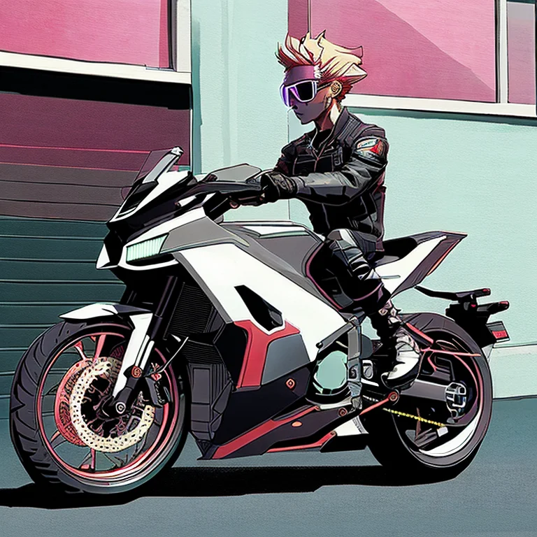 A Cyberpunk Cat On A Motorcycle, Inkpunkheavy768, F1.4, Squa...