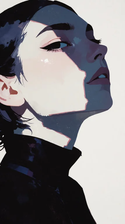 Side-profile Woman Made Entirely From Flat Vector Polygons....