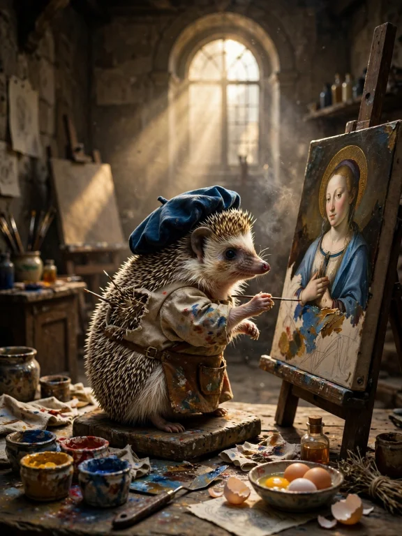 Period Piece Shot Inside A Sunlit Renaissance Workshop In 15...
