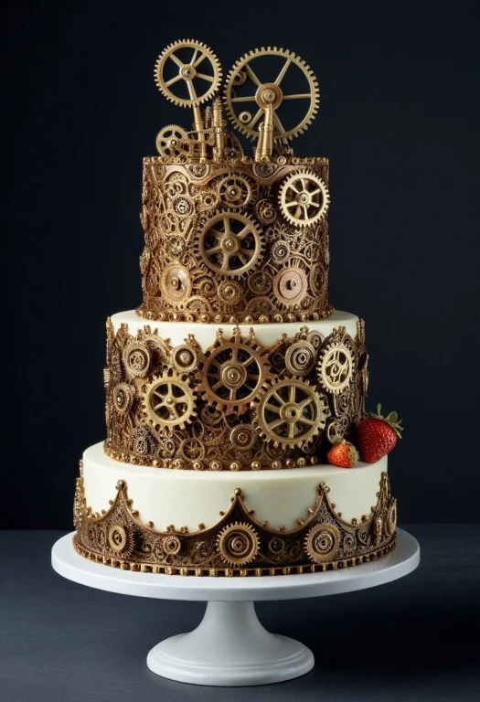A Whole Cake Made Entirely Of Layered Brass And Copper Gears...