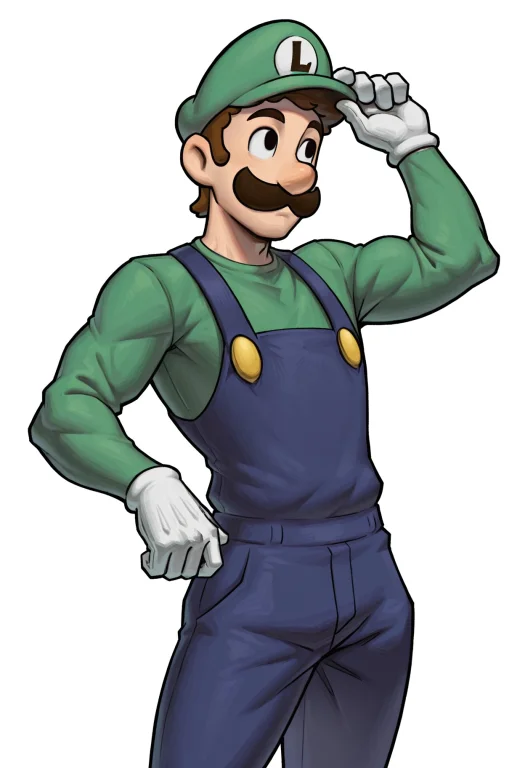 2d, Detailed, Stopu42, 1boy, Luigi, Brown Hair, Black Eyes,...