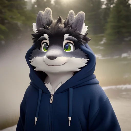 Dragon,smile,hoodie, Half Body, Anthro,solo,male,1boy,furry,...