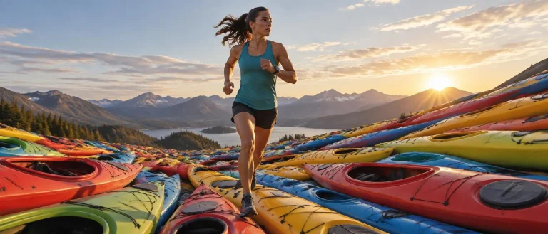 Outdoorsy Runner Hero Running Through A Landscape Made Of Co...