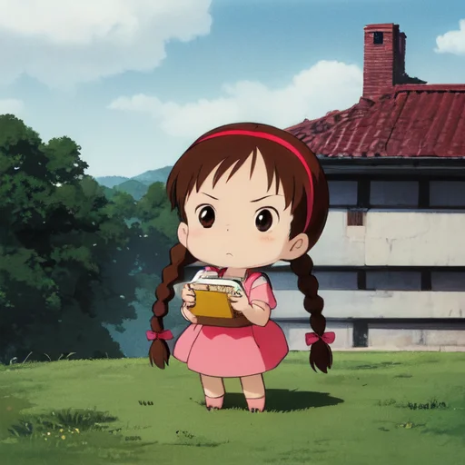 Ghibli Style, Sheeta, Chibi, 1girl, Standing, Red Hairband,...