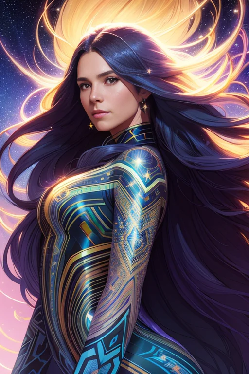 Aurora, Woman With Super Long Hair, Hair Becoming Bright Sta...