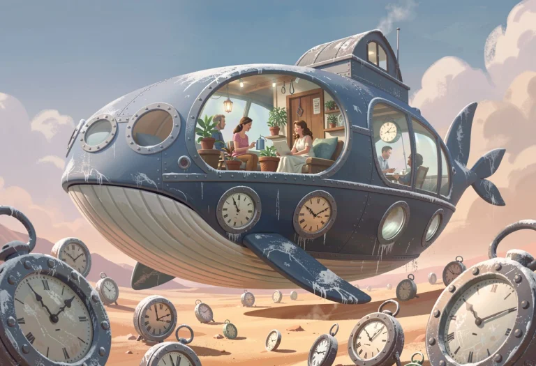 A Building That Is Also A Whale Swims Through A Desert Of Fr...