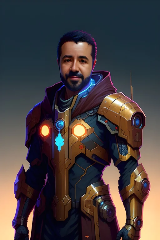 Leothury, Medium Shot, Glowing, Cloak, Mech Armor, Art By Al...
