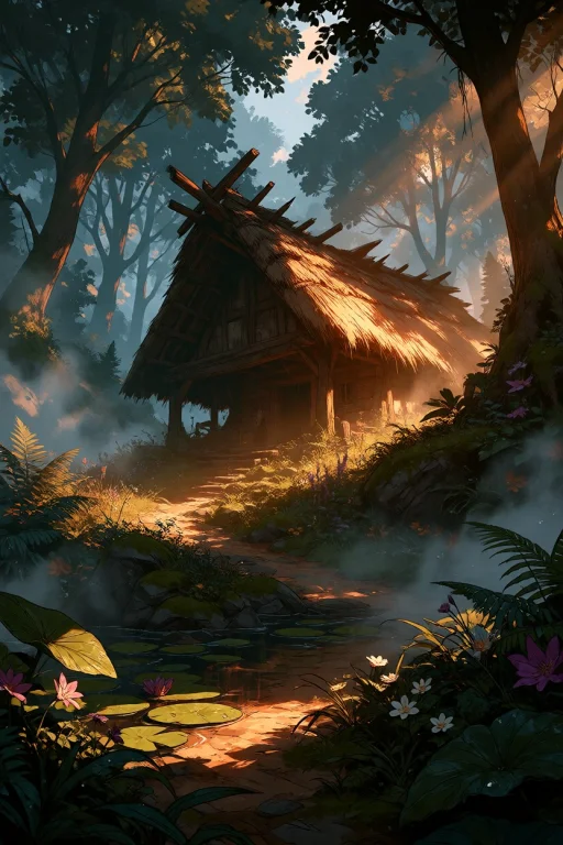 Ta86inkriot, Thin Black Outlines, A Serene Fantasy Art Of A...