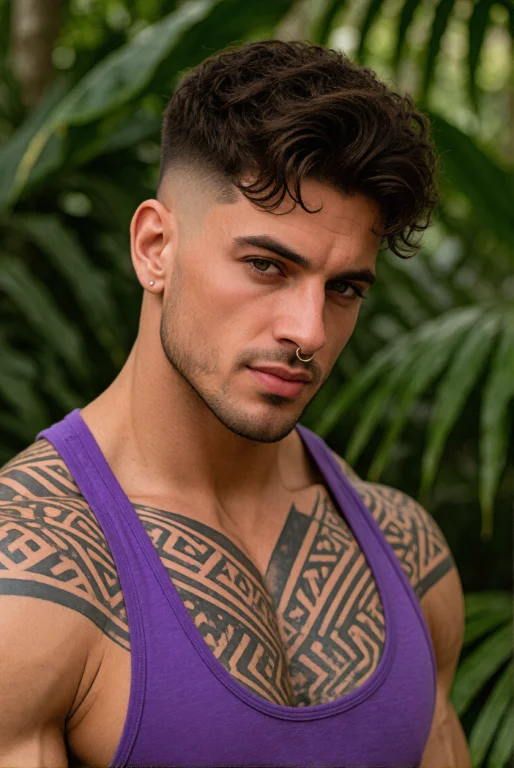Photography Of A Handsome Muscular Guy With Short Dark Brown...
