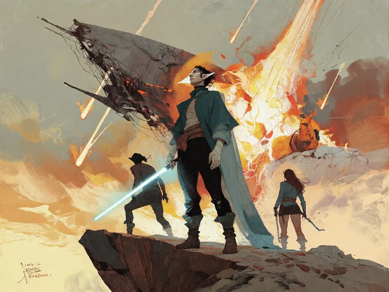 Bradhamel Art Style. A Dramatic Cinematic Painting Of Four S...