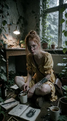 Jane Porter, 33 Overgrown Apartment A 33-year-old Woman With... — Stable Diffusion AI Prompt: Jane Porter, 33: Overgrown Apartment A 33-year-old woman with soft ginger hair i...